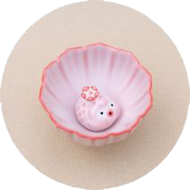 Small Pink Floral Cup and Fish Tea Pet Set_4
