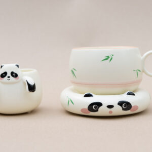 Panda Ceramic Teacup – with Infuser & Coaster (Chinese Style Teaware) Inteaviva5