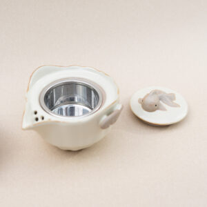 Porcelain Teapot Set with Infuser - Fish Lid, Lucky Cloud Handle & 2 Cups Inteaviva